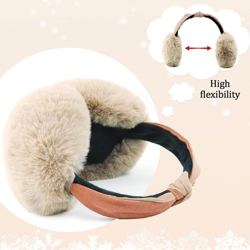 FSTEOE Women Winter Ear Muffs Foldable Girl Ear Warmer Fashion Furry Earmuff Soft Ear Cover Cold Weather - Image 3